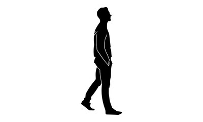 drawing silhouette man walking.