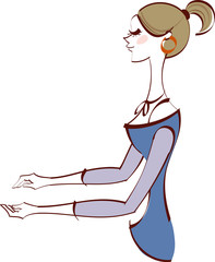 side view of woman sitting