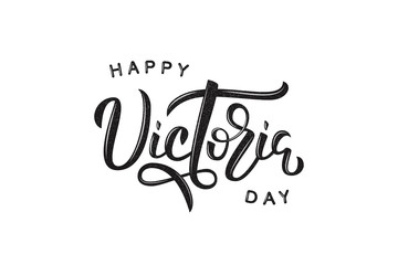 Vector realistic isolated lettering for Victoria Day in Canada with vintage grunge texture logo for decoration and covering on the white background. Concept of Happy Victoria Day.