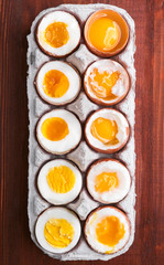 eggs in varying degrees of availability depending on the time of boiling eggs