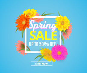 Spring time advertisement poster. Vector illustration.