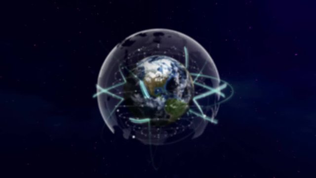 Earth, Connection Network Concept, Animation, Rendering, Background, Loop, 4k
