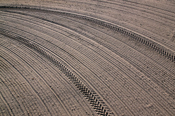 Fototapeta premium Cleaned by a tractor sand on the Mediterranean beach