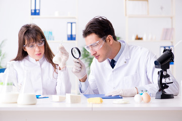 Two lab doctor testing food products