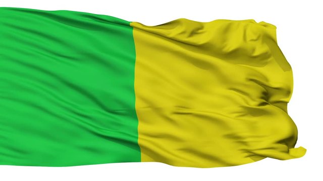 pawiki amatitlan flag, city of Guatemala, realistic animation isolated on white seamless loop - 10 seconds long (alpha channel is included)