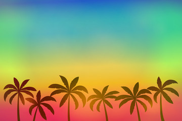Fototapeta na wymiar Summer background with palm trees and copyspace. Vector.