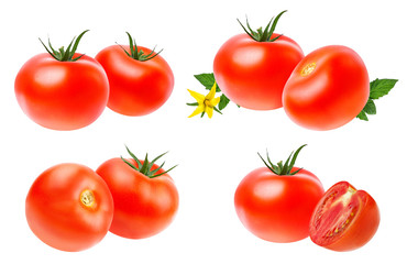 Fresh tomato isolated on white background with clipping path