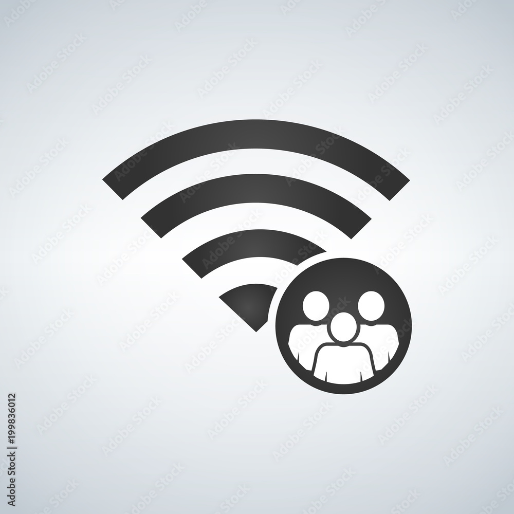 Poster wifi connection signal icon with crowd or users in the circle. vector illustration isolated on moder