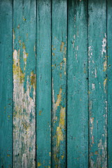 Old vintage worn boards dyed several times with blue paint
