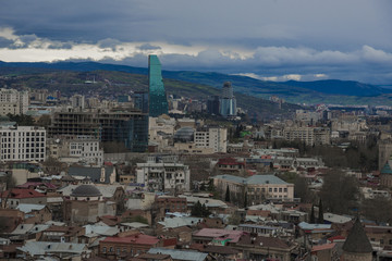 Naklejka premium Panoramic view of Tbilisi town, Georgia