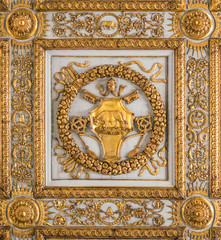 Borgia coat of arms in the ceiling of the Basilica of Santa Maria Maggiore in Rome, Italy.