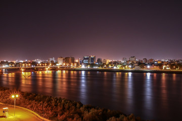 Panorama, Khartoum by night, Sudan, Nile, River Nile, Water, Skyline, Khartum, Night, River,  - obrazy, fototapety, plakaty