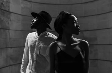 Strong love connection. African American couple. Young fashionable people, unrecognizable black...