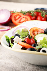 Salad with cheese and fresh vegetables and olives. Greek salad.
