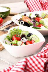 Salad with cheese and fresh vegetables and olives. Greek salad.