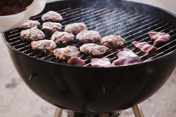 BBQ, close up of grilled meat balls