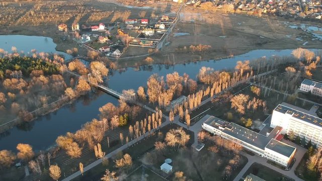 Aerial view on Mirgorod city in eastern Europe, Ukraine