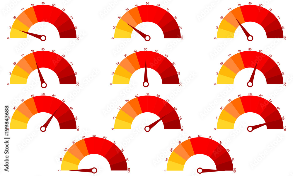 Poster set of number diagrams from 0 to 100 ready-to-use for web design, user interface or infographic. vec