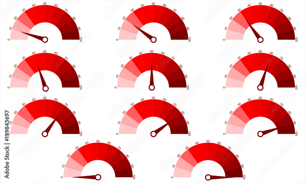 Poster set of number diagrams from 0 to 100 ready-to-use for web design, user interface or infographic. vec