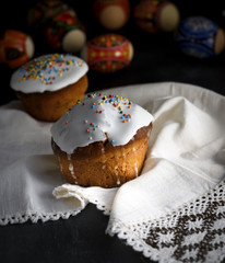 traditional Easter baking of Ukraine with white sugar icing