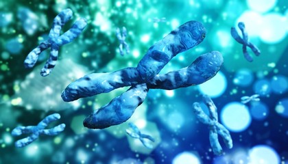 Chromosome, scientific background,
3D rendering