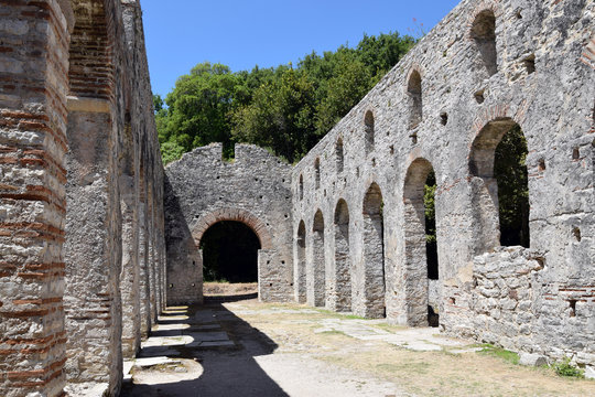 Ruins of church in Buthrotum, ancient city in south Albania. Butrint.