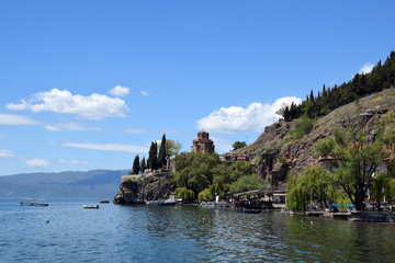 Naklejka premium Church of St. John at Kaneo near Ohrid lake. Ohrid, Macedonia.