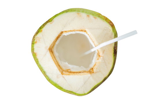 Coconut Juice Isolated On White Background.Top View