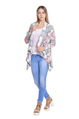 Fototapeta premium beautiful woman in jeans posing