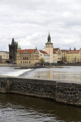 Fototapeta premium View on the spring Prague City above River Vltava, Czech Republic