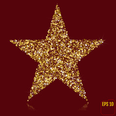 Gold star on holiday background. Vector, golden stars confetti concept.