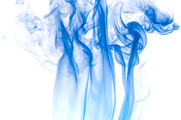 Blue smoke on white background