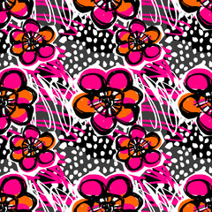 Fototapeta premium Paint strokes seamless textile pattern