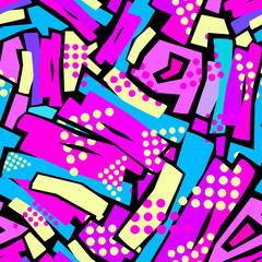  Seamless urban funky textile pattern