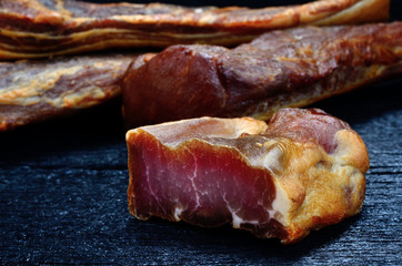 smoked meat on table