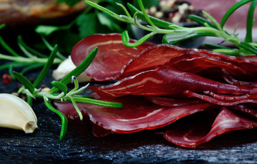 smoked meat on table