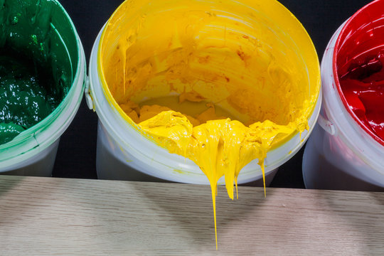 green yellow and red colors of plastisol ink