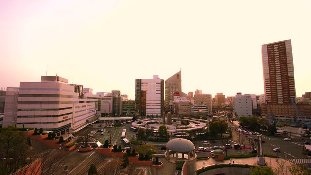 アクトシティ屋上公園から見る浜松市中心街の夕焼け