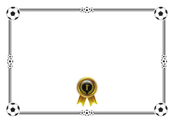Football championship competition certificate blank with gold badge