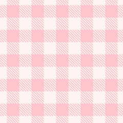 Fototapeta premium Vector seamless pink and white gingham pattern.