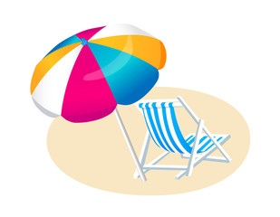 vector icon beach parasol and chair