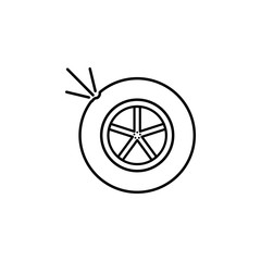 car punctured wheel icon. Element of Car sales and repair for mobile concept and web apps. Thin line  icon for website design and development, app development. Premium icon