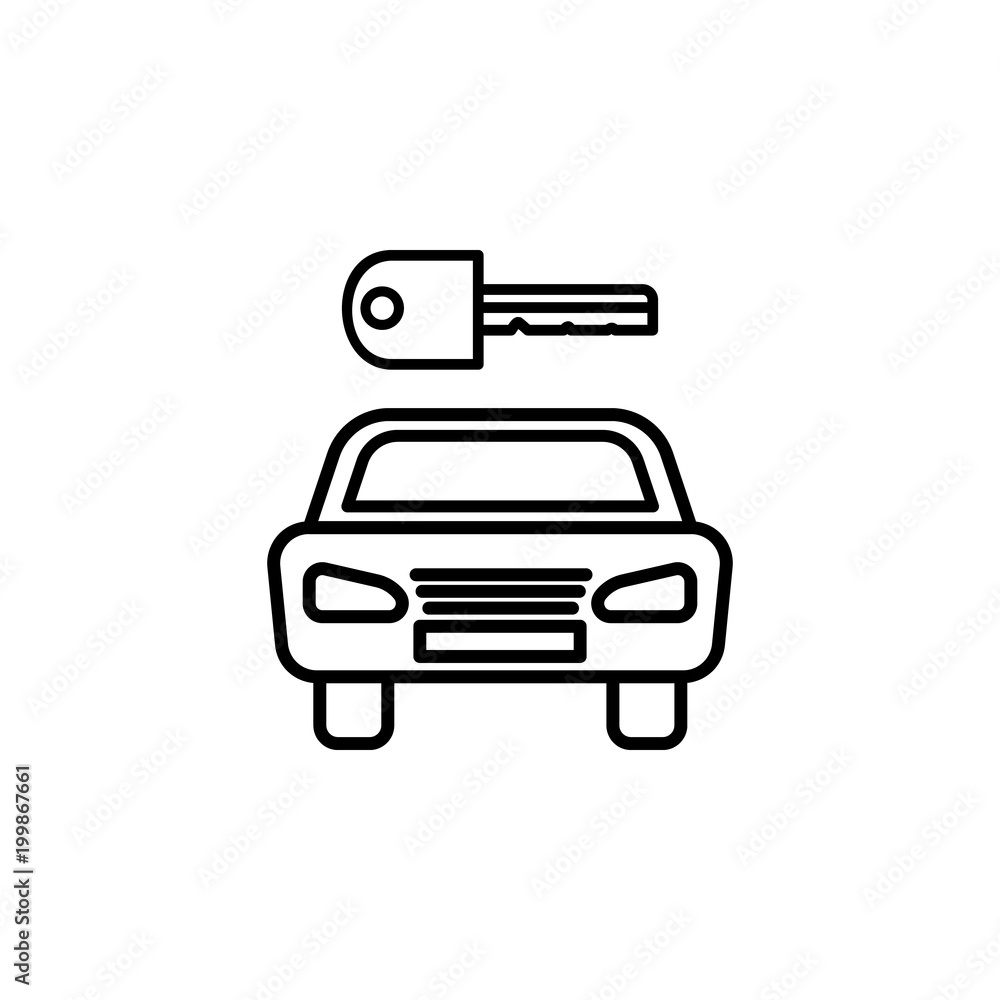 Poster key and car icon. element of car sales and repair for mobile concept and web apps. thin line icon fo