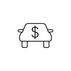 car silhouette and money sign icon. Element of Car sales and repair for mobile concept and web apps. Thin line  icon for website design and development, app development