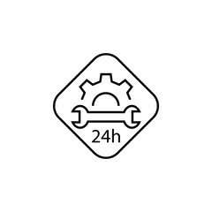 24 hour auto service sign icon. Element of Car sales and repair for mobile concept and web apps. Thin line  icon for website design and development, app development. Premium icon