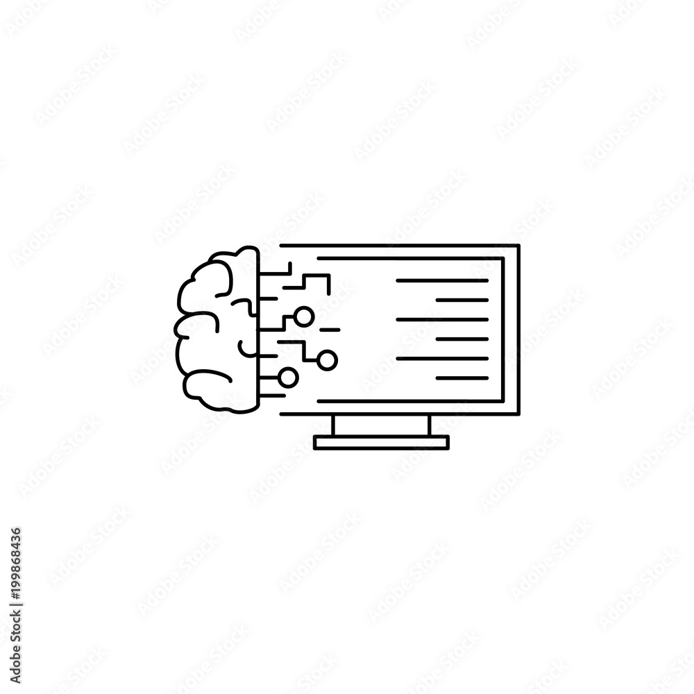 Aufkleber nano brain computer icon. element of nano technology icon. premium quality graphic design icon. sign