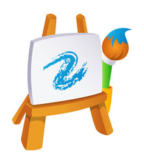 Vector icon canvas and easel and brush