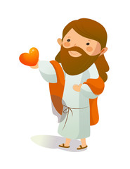 Close-up of Jesus Christ holding heart shape