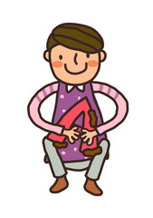 Close-up of man holding alphabet