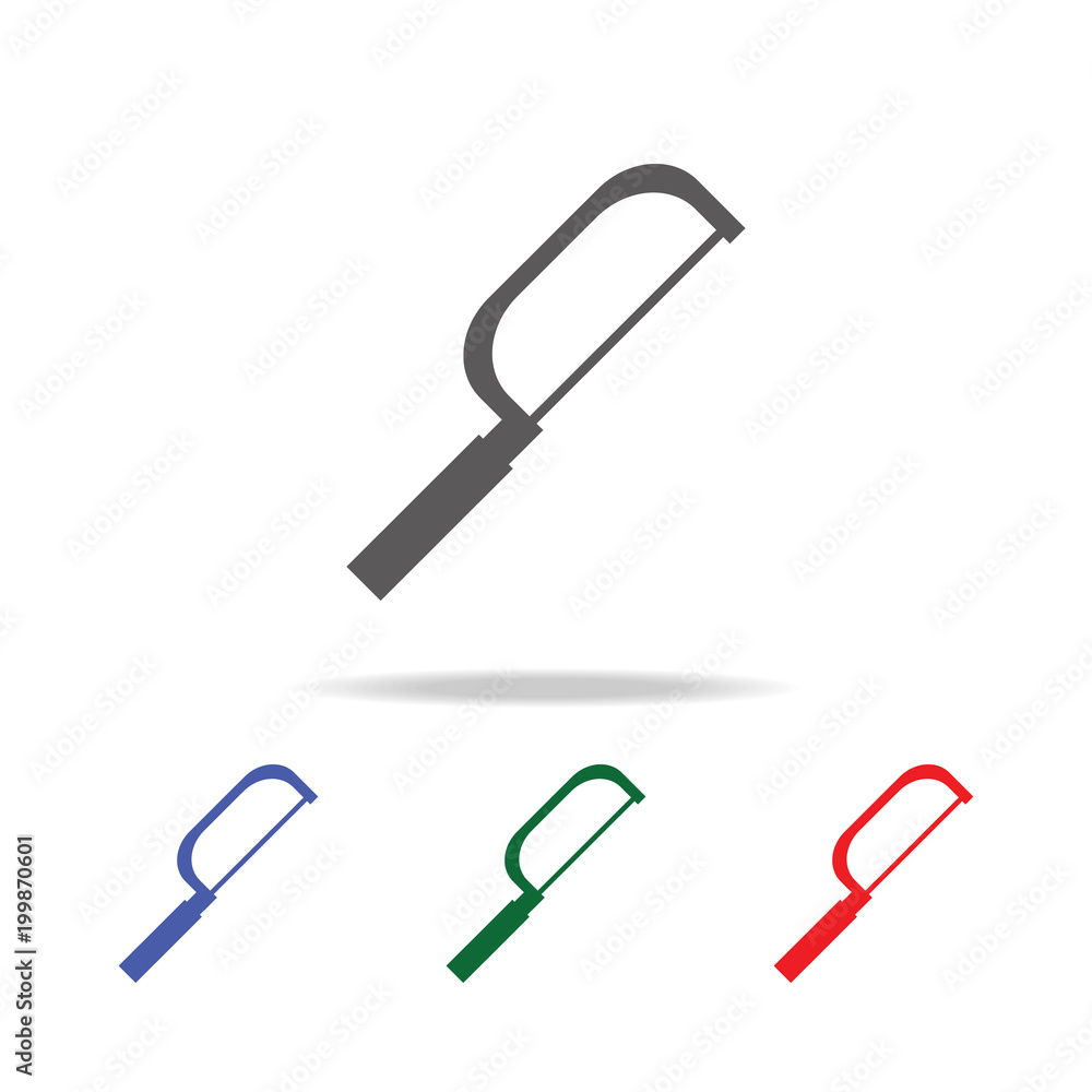 Poster hacksaw icon. elements of construction tools multi colored icons. premium quality graphic design ico